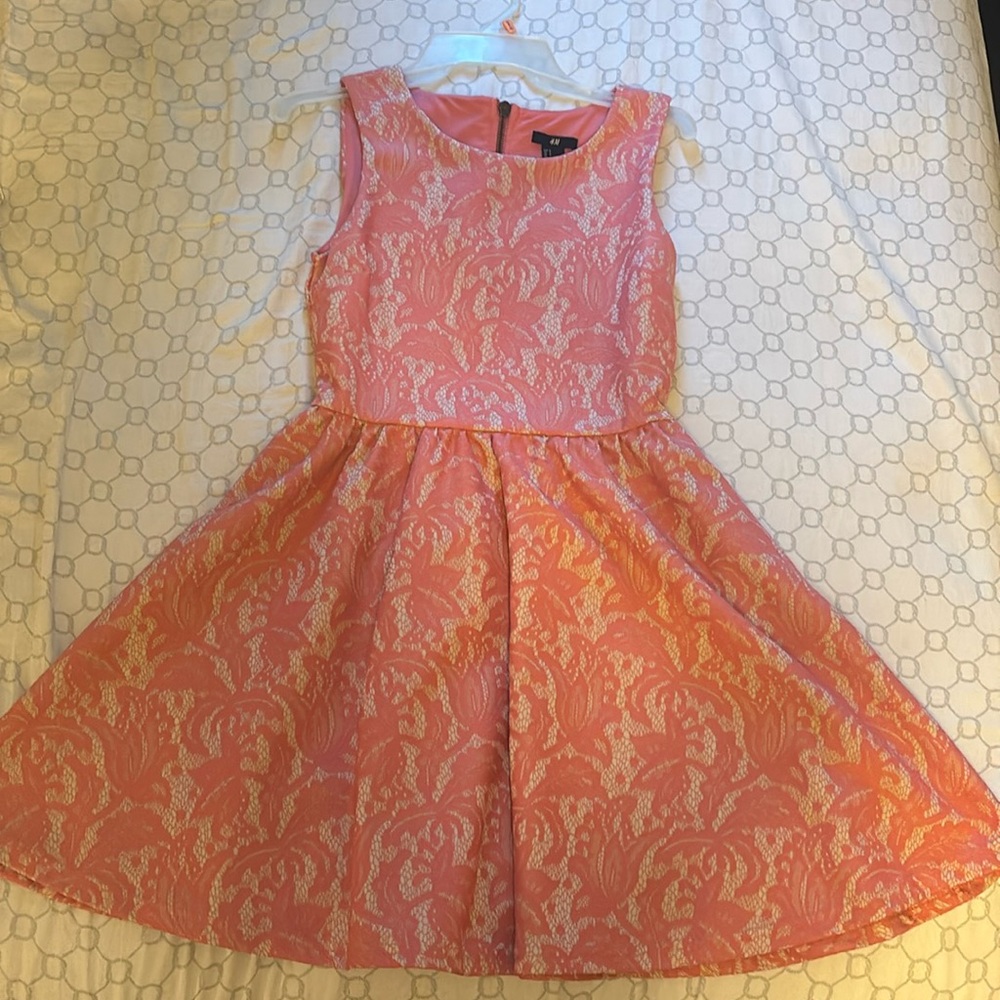 Pink lace zip up dress from h&m size small